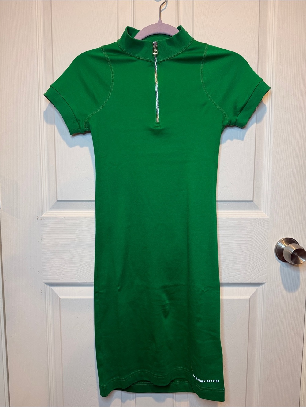 Gstar RAW Green Zip-Front Short Sleeve Midi Dress